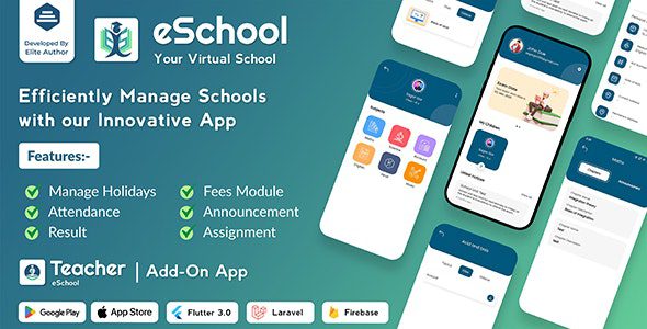eSchool 1.0.7 - Virtual School Management System Flutter App with Laravel Admin Panel