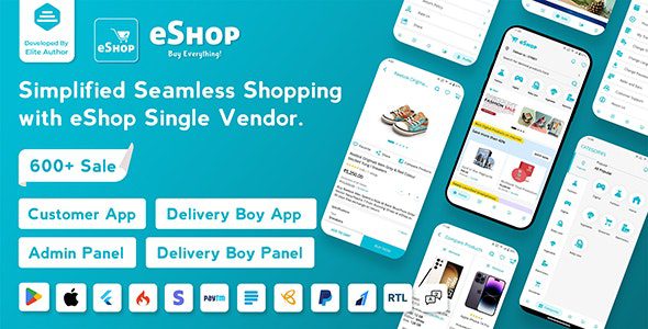 eShop 4.0.6 - eCommerce Single Vendor App | Shopping eCommerce App with Flutter
