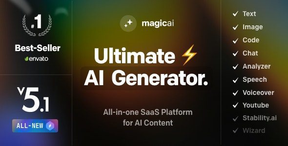 MagicAI 5.4.0 - OpenAI Content, Text, Image, Chat, Code Generator as SaaS